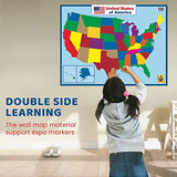 United State Map Laminated Poster -Double Side Educational Poster For Kids/Adults -18 x 24 inch Waterproof Map For Home Classroom