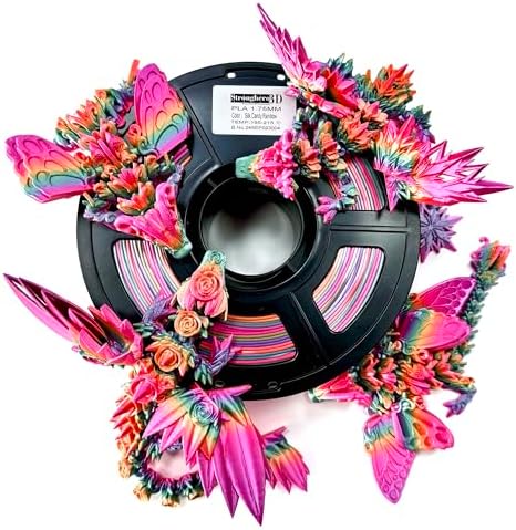 PLA 3D Printer Filament 1.75mm,Candy Silk Rainbow Filament,Multi Color Filament,Net Weight 1kg(2.2lbs) Accuracy +/-0.05mm