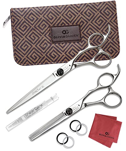 Olivia Garden SilkCut Professional Shear & Thinner Case - Razor Sharp Blade, Ergonomic Handle