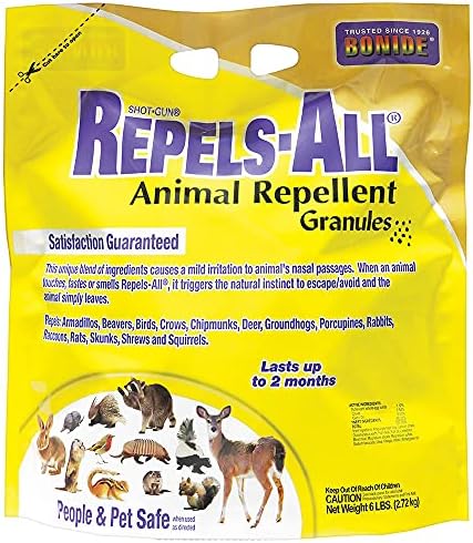 Bonide Repels-All Animal Repellent Granules, 6 lbs. Ready-to-Use Deer & Rabbit Repellent, Deter Pests from Lawn & Garden