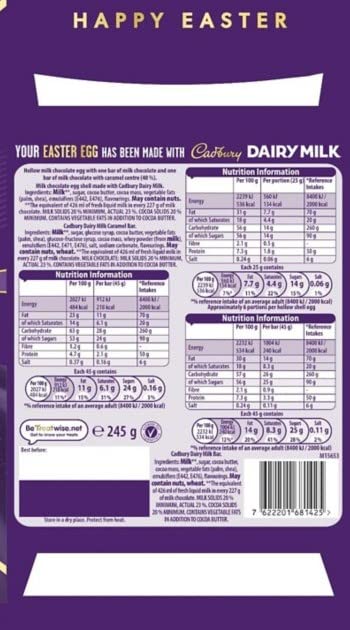 Cadbury Dairy Milk Chocolate and Caramel Easter Egg, 245g