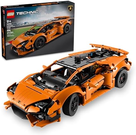 LEGO Technic Lamborghini Huracán Tecnica Orange Toy Cars - Building Toys for Kids, Boys & Girls, Ages 9+ - Lamborghini Toy Car W/ V10 Engine & Steering - Gift Ideas for Birthdays - 42196