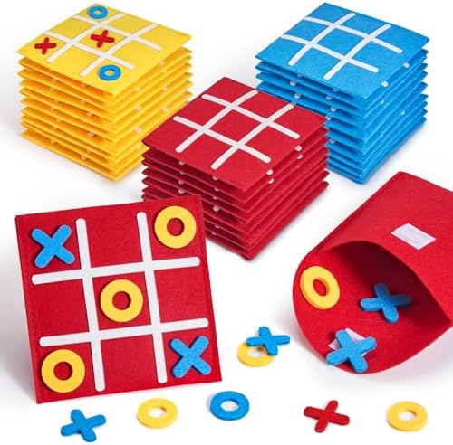 Tic Tac Toe Strategic Board Game for Kids and Family,Birthday Party Favors,Classic Educational Toys for Goodie Bag Stuffers,Gifts for Students with Envelope,Easy to Store(Bulk Pack of 30)