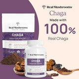 Real Mushrooms Chaga Powder - Organic Mushroom Supplement with Chaga Extract - Chaga Mushroom Powder for Digestion, Energy, & Immune Support - Vegan Mushroom Extract, Non-GMO, 60 Servings