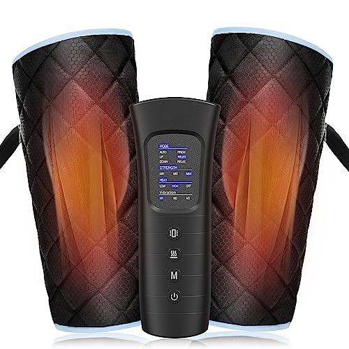 ALLJOY Leg Massager for Circulation and Pain Relief, Calf Massager Air Compression with 6 Modes, 2 Heating Levels, 3 Vibration Functions and 30min Auto-Off Adjustable Wraps Gift for Family Friends