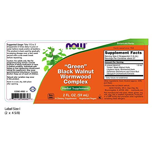 Now Foods Fresh Green Black Walnut Wormwood Complex, 2-Ounce