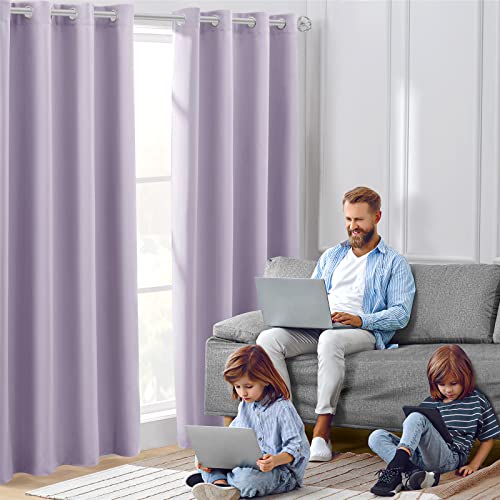 HOMEIDEAS Lilac Blackout Curtains for Bedroom 52 X 84 Inch Length 2 Panels Set Room Darkening Bedroom Curtains, Soundproof Thermal Grommet Window Curtains for Living Room for Christmas