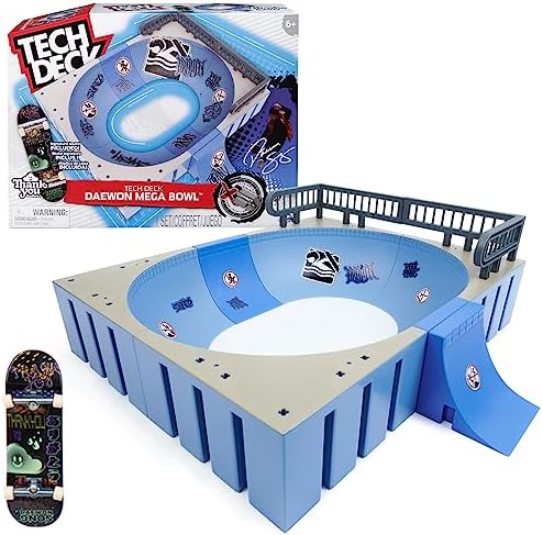 Tech Deck, Daewon Mega Bowl, X-Connect Park Creator, Customizable and Buildable Ramp Set with Exclusive Fingerboard, Kids Toy for Ages 6 and up