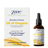 Zane Hellas 190 mg Oregano Oil-164 mg Carvacrol per Serving-4 Drops Daily. 100% Greek Undiluted Oil of Oregano. 86%-90% Min Carvacrol. Probably The Best Oregano Oil in The World. 2 fl. oz.- 60ml