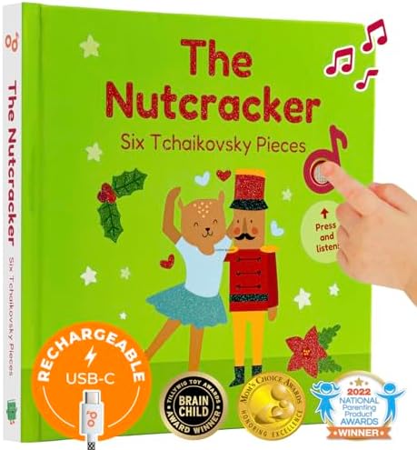 Cali's Books The Nutcracker Book for Children | Rechargeable USB Musical Book for Toddlers 1-3 | The 6 Excerpts from Tchaikovsky's Nutcracker | Ballet Gift for Kids