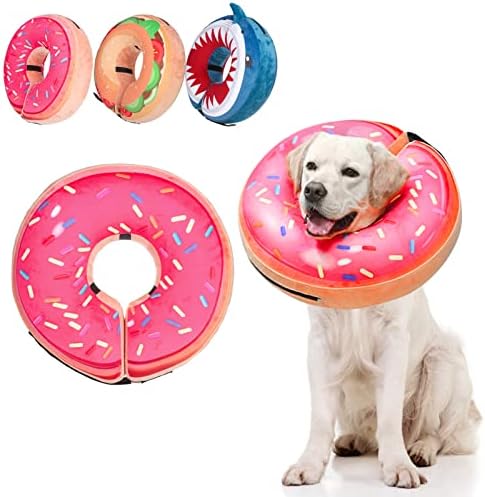BEAUTYZOO Dog Cone Alternative After Surgery for Large Medium Small Dogs, Soft Inflatable Cone Collar for Dogs Cats, Dog Neck Donut E Collar Dog Recovery Collar to Stop Licking, Strawberry Pink, M