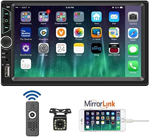 Leadfan 7inch Car Stereo Double Din Radio Touchscreen with Backup Camera Multimedia Car Audio Support Mirror Link,Bluetooth Caller ID,FM/MP3/MP4/USB/Subwoofer,Aux Input Car Audio Receivers