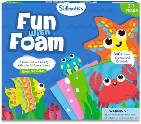 Skillmatics Art Activity - Fun with Foam Under The Ocean, No Mess Felt Sticker Art for Kids, 3D Foam Stickers, DIY Craft Kits, Gifts for Boys & Girls Ages 3, 4, 5, 6, 7