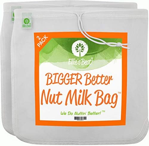 Pro Quality Nut Milk Bag 2 Pack - 12"X12" XL Bags - Commercial Grade Reusable All Purpose Food Strainer - Food Grade BPA-Free - Ultra Strong Nylon Mesh - Almond Milk, Juices, Cold Brew Recipes Videos