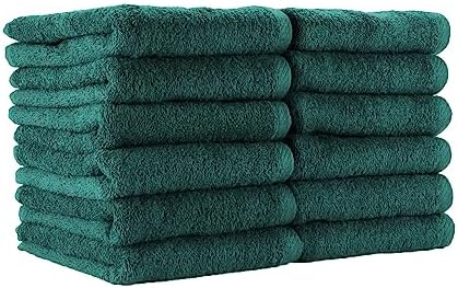 Arkwright Bleach Proof Salon Towels - Pack of 12 - Highly Absorbent, 100% Cotton, Quick Dry Spa Face Towel for Hair Stylist, Barber, Pedicure, and Esthetician, 16 x 27 in, Hunter Green