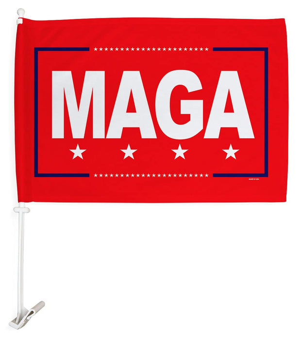 Trump Flag MAGA Make America Great Again Car Flag -Patriotic Vote President Democrat Republican Tea Party United State American Election - House Decoration Banner Small Garden Yard Gift Made in USA 12 X 18