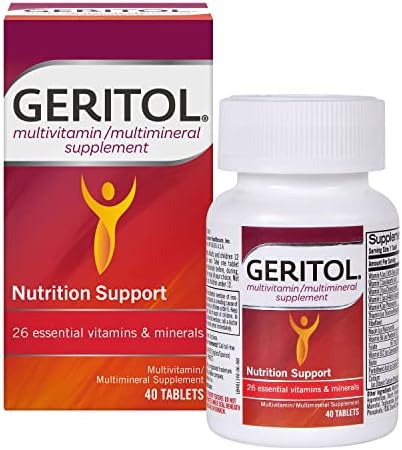 Geritol, Multivitamin Supplement, Contains B-Vitamins, Antioxidants, Vitamins C, E & D and Iron, 26 Essential Vitamins and Minerals, Gluten-Free, Non-GMO, No Artificial Sweeteners, 40 Tablets