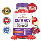 (2 Pack) Ultra Quick Keto ACV Gummies Extreme 2000MG Ultraquick Keto Gummies Apple Cider Vinegar Formulated with Pomegranate Beet Juice Powder B12 Vegan Non GMO 120 Gummys