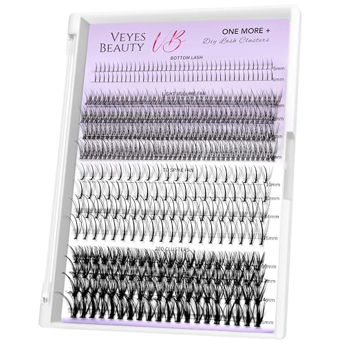 VEYESBEAUTY Lash Clusters Individual Lash Extensions One More+ DIY Multi-type Faux Mink Lash Tray Bottom, Light Volume, 7D Spike, 20D Clusters Natural Eyelashes for Self Application