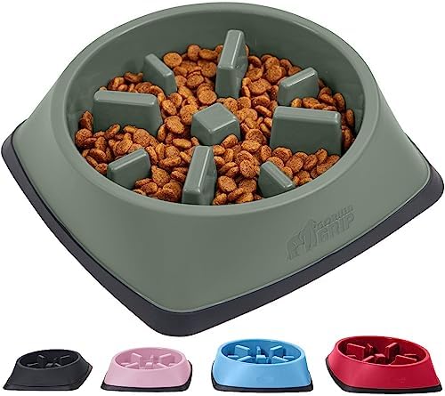 Gorilla Grip Slow Feeder Dog and Cat Bowls, Interactive Puzzle Toy for Dogs and Cats Food Training, Keeps Pets Busy and Prevents Puppy Overeating, Large, Small Breeds, 100% BPA Free, 1 Cup Sage Green