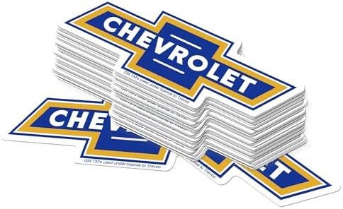 Chevrolet 1940s Bowtie Emblem 50ct Vinyl Large Deluxe Sticker Pack Stacked – Stickers for Laptops, Water Bottles, Scrapbooking, Skateboards, Indoor/Outdoor – Officially Licensed
