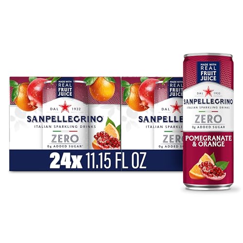 Sanpellegrino Zero Grams Added Sugar Italian Sparkling Drinks Pomegranate Orange, Sparkling Pomegranate Orange Beverage 24 Pack of 11.15 Fl Oz Cans