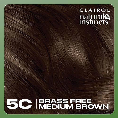 Clairol Natural Instincts Demi-Permanent Hair Dye, 5C Brass Free Medium Brown Hair Color, Pack of 3