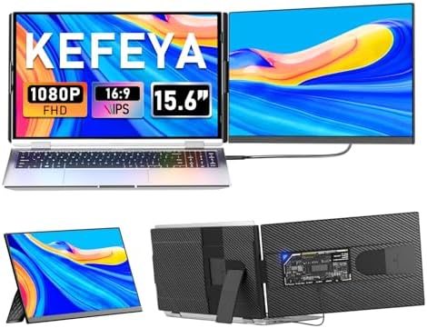 Laptop Screen Extender, 15.6" FHD 1080P IPS Laptop Monitor Extender Detachable, Portable Monitor for Laptops 13-17.3" with Breath Light, Plug n Play for Windows/Mac/Android/Switch/PS5