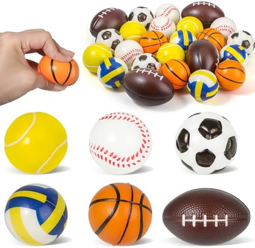 Small Balls Toys for Toddlers 3 4 5 Years Old,24Pcs Mini Sports Foam Balls for Baby with Soccer Ball,Basketball,Football,Baseball,Tennis Ball and Volleyball,Mini Soft Balls for Kids Boys Girl