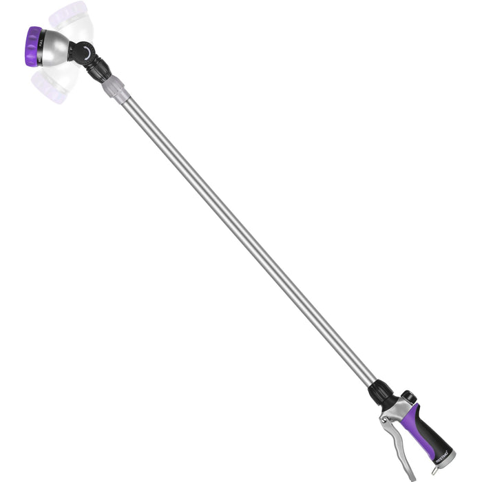 RESTMO 36”-60” Metal Watering Wand, Long Telescopic Tube | 180° Adjustable Ratcheting Head | 7 Spray Patterns | Flow Control, Perfect Garden Hose Sprayer to Water Hanging Baskets, Shrubs, Purple