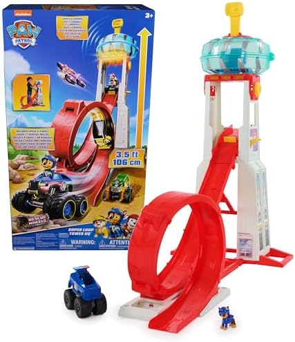 PAW Patrol: Rescue Wheels Super Loop Tower HQ, with Light, Sound, Vehicle Launcher, Chase Action Figure & Toy Truck, Kids Toys for Boys & Girls Age 3+