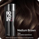 BOLDIFY Hair Fibers (56g) Fill In Fine and Thinning Hair for an Instantly Thicker & Fuller Look - Best Value & Superior Formula -14 Shades for Women & Men - MEDIUM BROWN