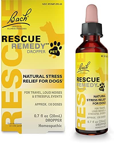 Bach RESCUE REMEDY PET for Dogs 20mL, Natural Calming Drops, Stress Relief for Dogs & Puppies, Caused by Separation, Thunder, Fireworks, Homeopathic Flower Remedy