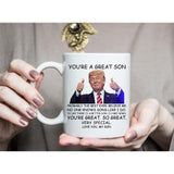 PEJAFAN Donald Trump Son Coffee Mugs - You're A Great Son Trump Mug, Great Son Trump Coffee Mug Birthday Gag Gifts for Son, Funny Trump Speech Mug Son Present 11 Ounces White Ceramic Cup (Son)