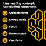 NeuroQ Quick Thinking Supplement Pills - Boosts Alertness + Supports Mental Focus & Concentration - L-Theanine, Caffeine, L-Tyrosine & Beta-Alanine - 60 Capsules