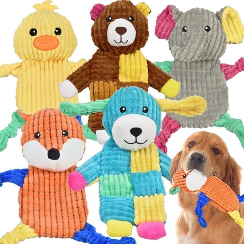 5Pcs Squeaky Dog Toys, Large Dog Toys, Crinkle Dog Toys for Large Medium and Small Dogs, Puppy Dog Toys to Keep Them Busy Great Value Dog Toy Bundle