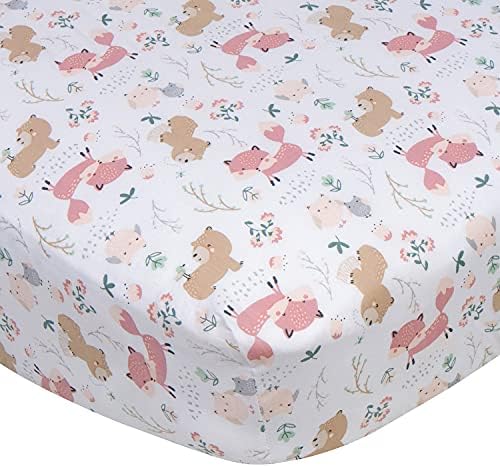 Gerber Baby Boys Girls Neutral Newborn Infant Baby Toddler Nursery 100% Cotton Fitted Bedding Crib Sheet, Woodland Critters White, 28" x 52"
