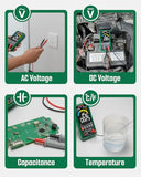 TESMEN TM-510 Digital Multimeter, 4000 Counts, Smart Measurement, Auto-Ranging Voltmeter; Voltage Tester with Non-Contact Voltage Function, Measures AC/DC Voltage, Resistance, Continuity – Green