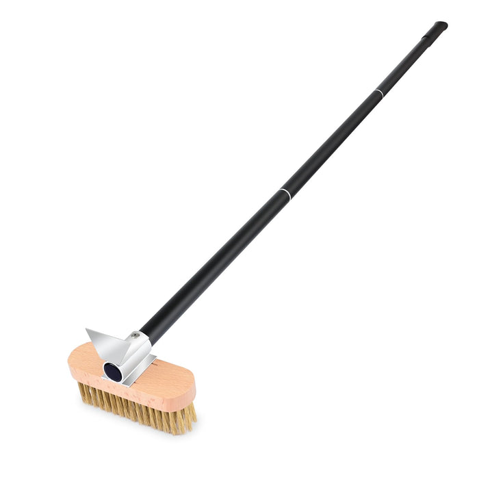 NUTUNI Pizza Oven Brush with Scraper, Brass Bristles Grill Brush with 33 or 47 Inch Long Handle, Pizza Oven Accessories