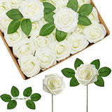 InnoGear Artificial Roses Flowers, 50 Pcs Ivory Fake Roses for Decoration DIY Wedding Bouquets Centerpieces Bridal Shower Party Valentine's Day Christmas Xmas