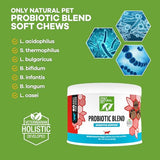 Only Natural Pet Probiotic Dog and Cat Supplement - Digestive & Gut Health Enzyme Formula, Puppy & Canine Digestive Chews, Best for Stomach Relief & Gas Aid - Soft Chews, 60 Count.