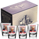 Patriots Cave - Trump Mugshot Shot Glass | Trump Lovers Gift | Gift for Him - Set of 4 (2 oz)