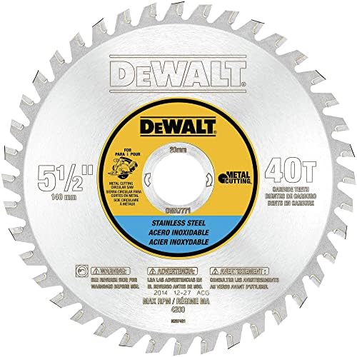 DEWALT Circular Saw Blade, 5 1/2 Inch, 30 Tooth, Stainless Steel Metal Cutting (DWA7771)
