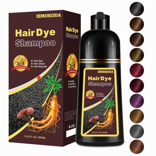 Wine Red Hair Dye Shampoo 3 in 1, Long-lasting & Natual Hair Color Shampoo, Herbal Ingredients Natural Shampoo Hair Dye Effect in Minutes, Gifts for Men Women 500ml