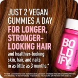 Boldify Sugar Free Biotin Gummies - Fast Acting Vegan Hair Skin and Nails Vitamins for Hair Growth - Natural Strawberry Hair Growth Gummies - 5000mcg Biotin/Serving, 30 Day Supply