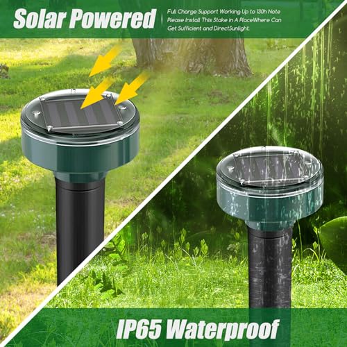 Solar Mole Repellent Ultrasonic Insect Repellent Solar Powered Outdoor Powered Sound Wave Deterrent ，Waterproof Sonic Repellent Spikes Drive Away Burrowing Animals from Lawns and Yard (8 Pieces)