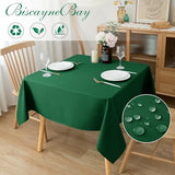 Biscaynebay Textured Fabric Christmas Square Tablecloths 54x54 Inches, Hunter Green Water Resistant Spill Proof Tablecloths for Dining, Kitchen, Wedding and Parties etc. Machine Washable