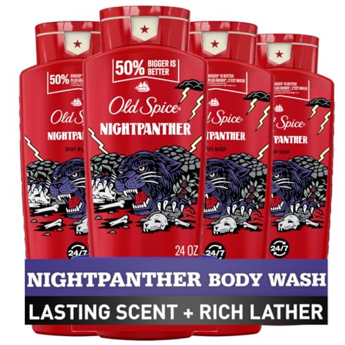 Old Spice Body Wash for Men, 3X Defense, 24/7 Shower Fresh with Long Lasting Lather, NightPanther Scent, 24 fl oz (Pack of 4)
