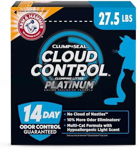 Arm & Hammer Cloud Control Platinum Multi-Cat Clumping Cat Litter with Hypoallergenic Light Scent, 14 Days of Odor Control, 27.5 lbs, Online Exclusive Formula