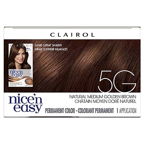 Clairol Nice'n Easy Liquid Permanent Hair Dye, 5G Natural Medium Golden Brown Hair Color, Pack of 3